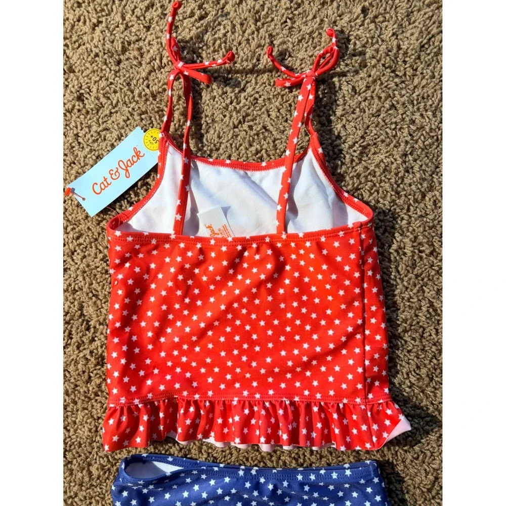 Cat & Jack Patriotic Stars Tankini Swim Bathing Suit Girls 4/5 XS NEW NWT